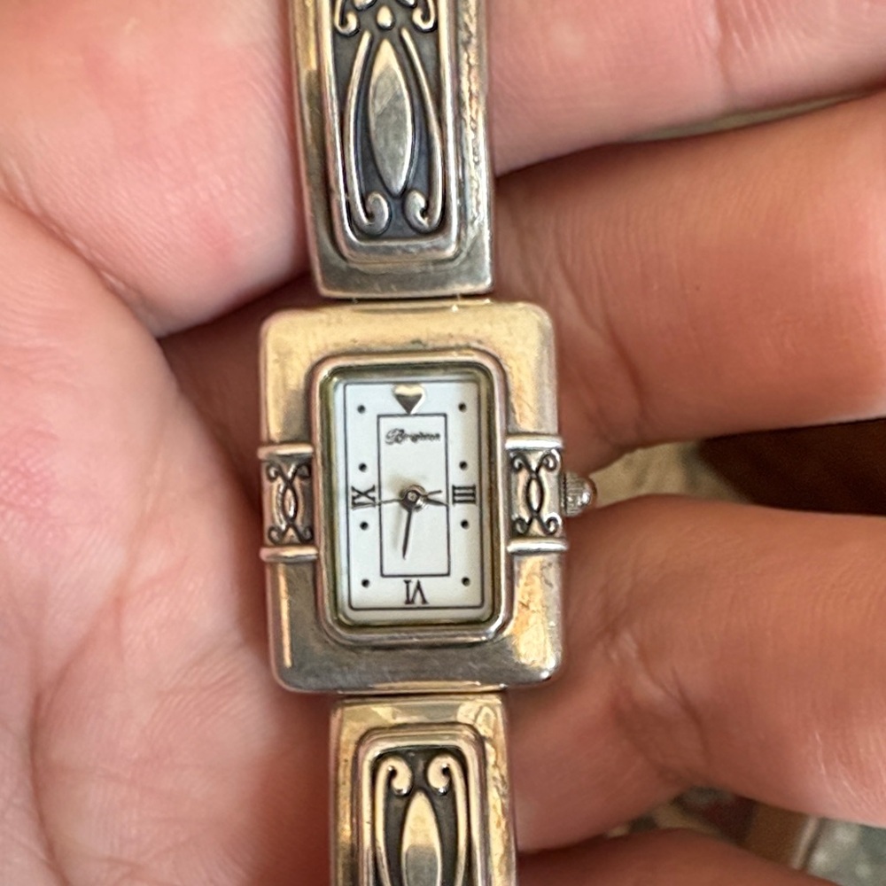 Brighton Madrid Watch Silver Brown Leather Band